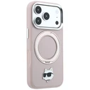 Karl Lagerfeld with Ring Stand 360 Choupette Head Pin MagSafe Apple iPhone 18 Pro / 17 Pro pink