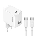 USAMS CC339 T76 45W GaN USB-C Wall Charger + SJ711 USB-C / USB-C 1m White Cable