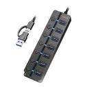 USB Hub Logilink USB3.2 Gen1 7 port on/off switch Black