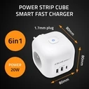 Πολύπριζο Qoltec Power cube 6in1 extension cord 3xAC USB