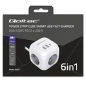 Πολύπριζο Qoltec Power cube 6in1 3x AC 2x USB 1x USB-C PD 20W