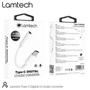 Αντάπτορας USB Lamtech Type-C Audio JACK 3,5mm WHITE
