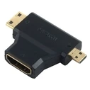 Αντάπτορας HDMI Powertech σε Mini HDMI & Micro HDMI ADA-H004, μαύρος