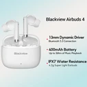 Bluetooth Handsfree Blackview BT5.3 EARBUDS 4 with CHARGING DOCK White
