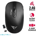 Ποντίκι Ασύρματο Alcatroz Wireless TWO WAY DONGLE (USB+TYPE-C) SILENT Black
