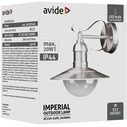 Εξωτερικό Φωτιστικό Τοίχου Avide Imperial 1xE27 IP44 Σατέν Νίκελ