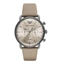 Ανδρικό Ρολόι Armani Ar11107 (43mm) Δερμάτινο Λουράκι Καφέ