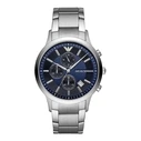Armani Men's Quartz Analog Watch AR11164 — 43mm Blue Dial, Silver Stainless Steel