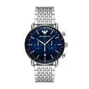 Emporio Armani Aviator Men's Watch 43mm AR11238 - Quartz Chronograph, Blue Dial, Stainless Steel Bracelet