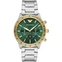 Emporio Armani AR11454 Men's Quartz Watch, 43 mm, Green Dial, Stainless Steel Bracelet