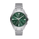 Emporio Armani Claudio Men's Quartz Watch 43 mm Silver Stainless Steel Green Dial AR11480