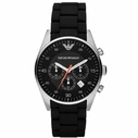 Emporio Armani Women's Watch AR5858 (43 mm) - Black Dial, Black Silicone Strap