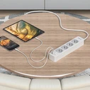 Tessan Smart Power Strip TS-307-C — 4x Schuko, 2x USB-A, 1x USB-C, 2m Cable, White