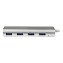 USB Hub StarTech Compact 3.0 with Built-in Cable - Aluminum - Silver - 4 ports