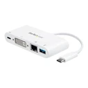 Docking Station StarTech USB-C to USB 3.0 / DVI / Gigabit Ethernet - USB-C Hub - External Video Adapter - White