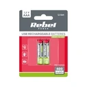 Rechargeable AAA Batteries with USB-C 400mAh Li-ion 1.5V (2 pcs) - Rebel