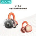 USAMS Echo R03 OWS ασύρματα ακουστικά με θήκη φόρτισης, Φ11mm, 40/300mAh - πορτοκαλί