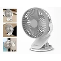Ανεμιστήρας με Κλίπ Bruno BRN-0230 Επαναφορτιζόμενος, Λευκός-Γκρί