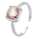 Δαχτυλίδι Bamoer Bsr598-E με Ροζ Διάφανο Κρύσταλλο, Ανοιγόμενο, Ασήμι 925, Ασημί