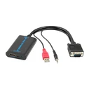 Αντάπτορας VGA Powertech/USB/3.5mm σε HDMI CAB-H070, 1080p, 0.2m, μαύρος