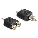 POWERTECH RCA Male to 2x RCA Female Adapter CAB-R020 Black