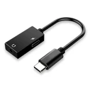 Αντάπτορας USB Powertech USB-C σε USB-C & 3.5mm CAB-UC053, 0.11m, μαύρος