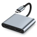 Docking Station Powertech CAB-Uc083, 4 Θυρών, USB-C, 4K, 100W, Γκρι