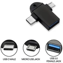 Αντάπτορας USB Powertech σε USB-C & micro USB CAB-UC090, 5Gbps, Μαύρος