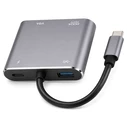 POWERTECH Docking Station USB-C 4 θυρών HDMI 4K PD 100W Γκρι (CAB-UC101)