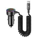 Φορτιστής Αυτοκινήτου Usams US-CC167 με Καλώδιο, USB/USB-C, 60W, μαύρος