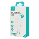 USAMS Wall Charger CC241 with Foldable USB-C Cable, 30W, GaN, White