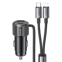 Φορτιστής Αυτοκινήτου Usams CC287 με 2 σε 1 Καλώδιο, Usb/USB-C Θύρες, 66W, Μαύρος