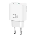 USAMS Wall Charger CC317 USB and USB C 33W GaN White