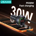 USAMS FM Transmitter & Charger CC328 USB/USB-C 30W Bluetooth Black