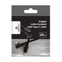 Καλώδιο USB Cablexpert Angled BRAIDED USB-C MALE-MALE CHARGING & DATA 0.2M Black