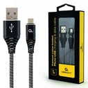 Καλώδιo USB Cablexpert PREMIUM COTTON BRAIDED Micro 1M Black/WHITE