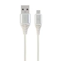 Καλώδιo USB Cablexpert PREMIUM COTTON BRAIDED Micro 1M SILVER/WHITE