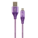Καλώδιo USB Cablexpert PREMIUM COTTON BRAIDED Micro 1M PURPLE/WHITE