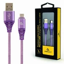 Καλώδιo USB Cablexpert PREMIUM COTTON BRAIDED Micro 1M PURPLE/WHITE