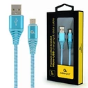 Καλώδιο USB Cablexpert PREMIUM COTTON BRAIDED MICRO-USB 1M TURQOUISE/White
