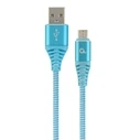 Καλώδιο USB Cablexpert PREMIUM COTTON BRAIDED MICRO-USB 1M TURQOUISE/White