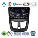 VenCore 3236-10005-0688B - 9" Android 15 PX5S Octa‑Core 2GB/32GB IPS Multimedia Head Unit with Front Panel, CarPlay, Android Auto, 360° Camera Support for Peugeot 207 (2007-2012) - Black
