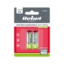 Rebel Rechargeable AA Batteries USB-C 1600mAh 1.5V Li-ion (2 pcs)