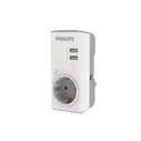Μονόπριζο Ασφαλείας Philips CHP4010W/GRS με 2USB, 3680W, 380J