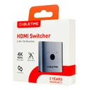 CABLETIME HDMI switch CT-HS4K-2G, 2 σε 1 / 1 σε 2 bidirectional, 4K/60Hz, γκρι