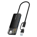 USB Hub Cabletime USB Hub CT-HUBT3-PB, 4x θυρών, 5Gbps, USB/USB-C σύνδεση, μαύρο