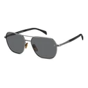 DAVID BECKHAM Men's Sunglasses DB1128GSV81 — Silver Metal Frame, Grey Lenses (59/16/145 mm)