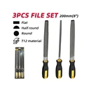 Deli DL351083 3-Piece Medium-Tooth File Set with Handles (Yellow Series)