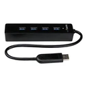 USB Hub StarTech 4 Port USB 3.0 SuperSpeed Hub - Black - Portable external with built-in cable hub - 4 ports