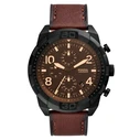FOSSIL FS5875 Men's Quartz Analog Watch (42 mm) - Brown Dial, Brown Leather Strap, Black Stainless Steel Case